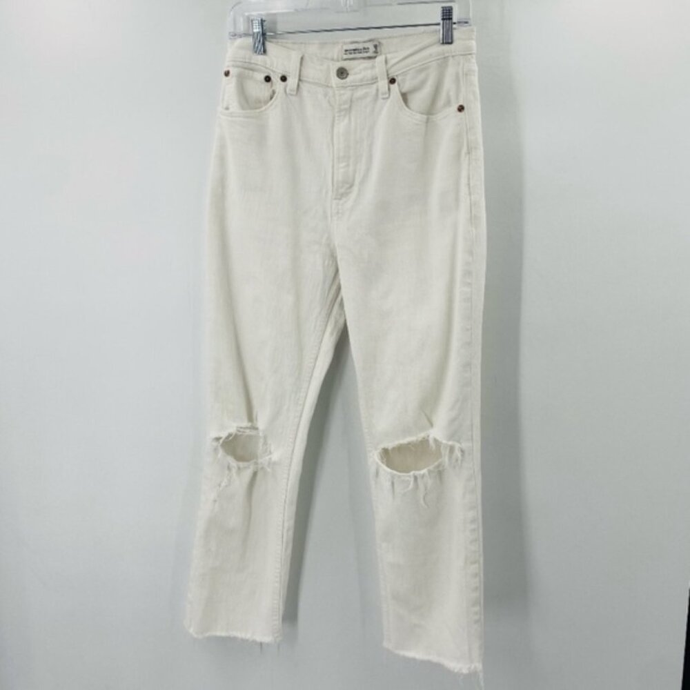 Abercrombie & Fitch Ultra High Rise Ankle Straight White Size 28
